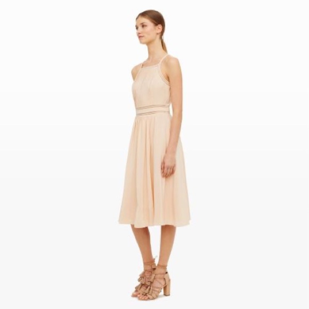 Club Monaco Silk Pleated Empire Waist Midi Dress